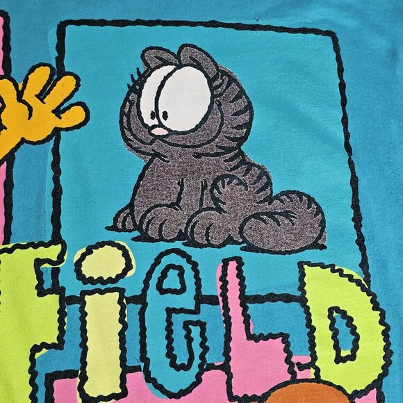 Vintage Garfield T-Shirt Paws Jim Davis Blue Odie Nermal Pooky Womens 3X Neon - Picture 4 of 11